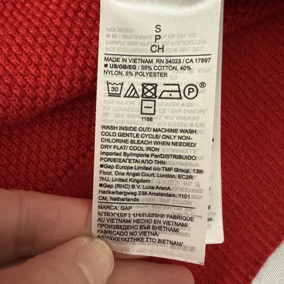 Gap Womens S Woven Knit Long Sleeve Crew Neck Modern Red Knit Top Granola Staple - Picture 6 of 10